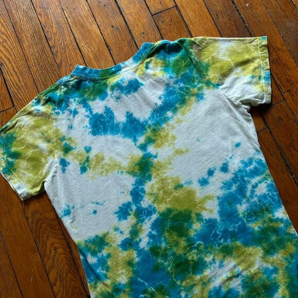 Big Bud Press Tie Dye T Shirt Women Green‎ Blue White Short Sleeve Festival - Picture 6 of 7
